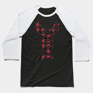 DNA Helix Deer Antlers Tartan - Christmas Baseball T-Shirt